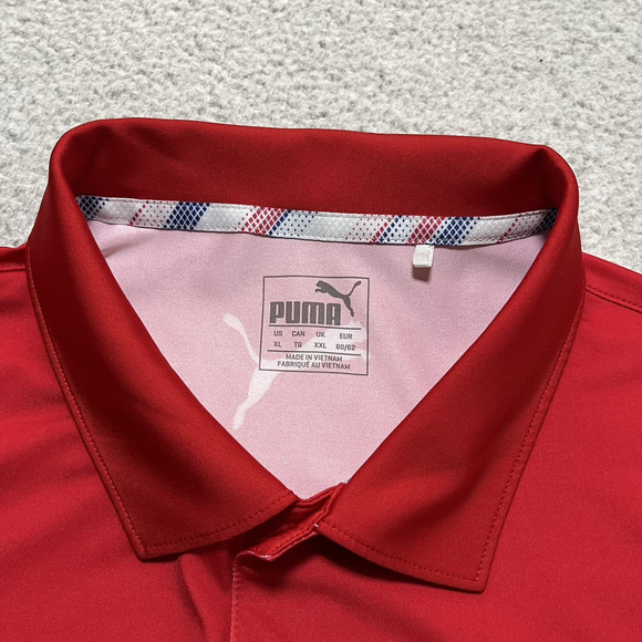 Puma Volition Polo Shirt Mens XL Performance Stripe Golf USA Flag America - Picture 3 of 10